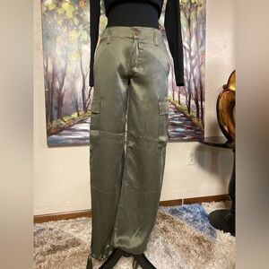 Moda International Sage Cargo Pants Y2K 100% Silk Cargo Pants  size 0